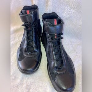 Prada America's Cup Sneakers Men's UK 8 / US 9 Black Leather High Tops